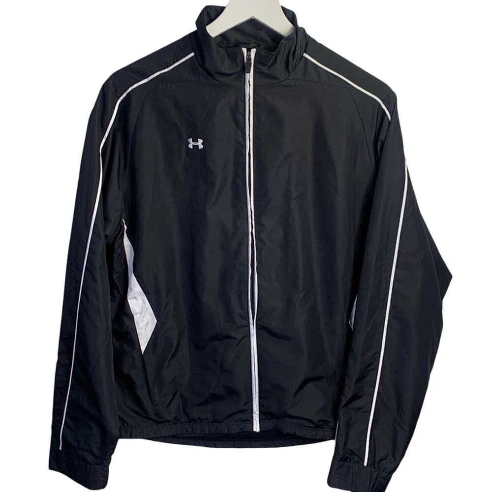 Under Armour Women’s Crave Jacket Black with White Trim Windbreaker W-195 Size L